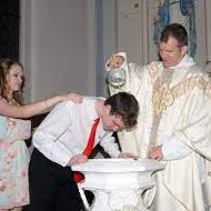 Adult being baptised