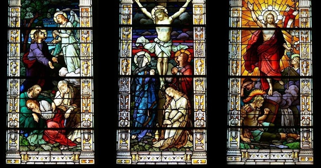Stained Glass Windows of Gethsemane, Crucifixion and Resurrection