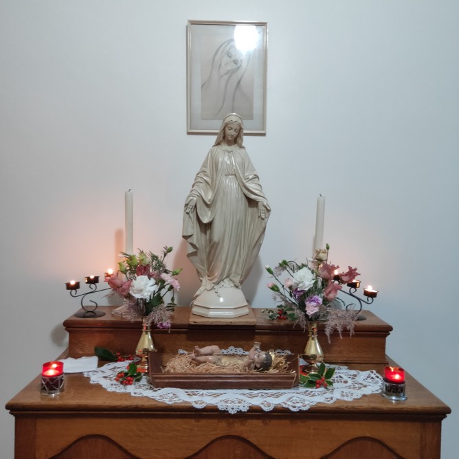 Statue of Our Lady and the Infant Jesus on our Antechoir altar