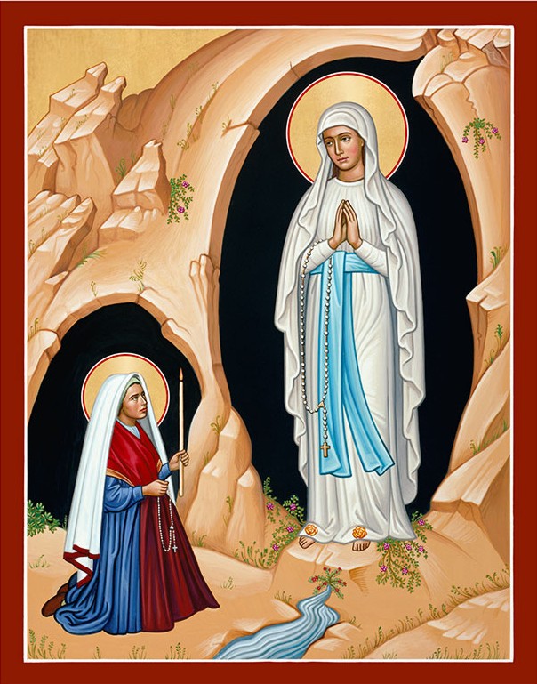 Icon of Our Lady of Lourdes and St Bernadette