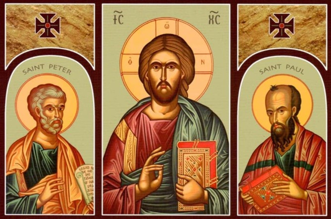 Triptych of Christ with SS. Peter and Paul