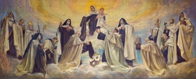 American painting depicting the holy men and women of Carmel