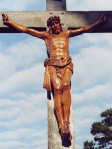 Close-up of Crucifix in our garden